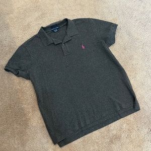 Ralph Lauren Polo shirt. Gray with purple logo